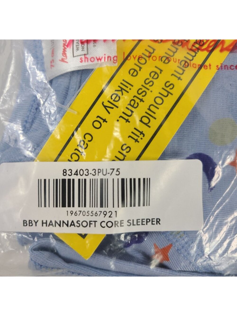 Hanna Andersson Baby Blue Pajamas Sleeper 12-18M Tencel Modal Moon & Star Print - Picture 5 of 5